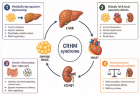 Schematic representation of the mechanisms across the cardiovascular-renal-hepatic-metabolic (CRHM) axis